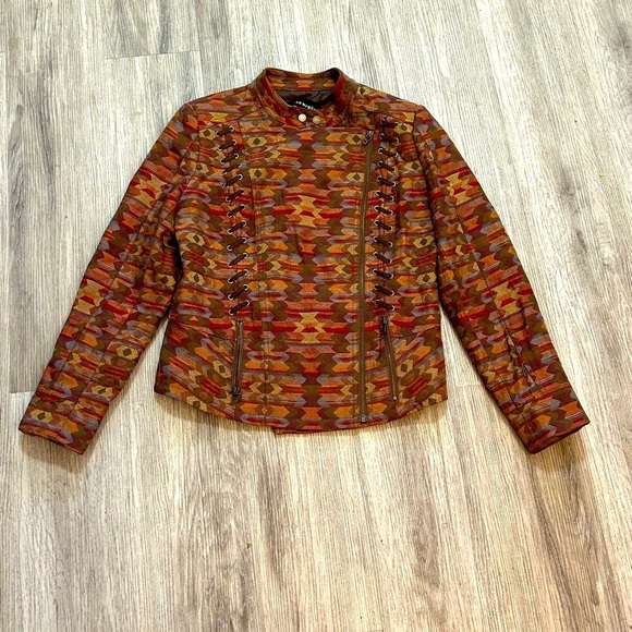 Bianca Nygard Gorgeous Patterned Jacket With Lace Up Details - Picture 5 of 16